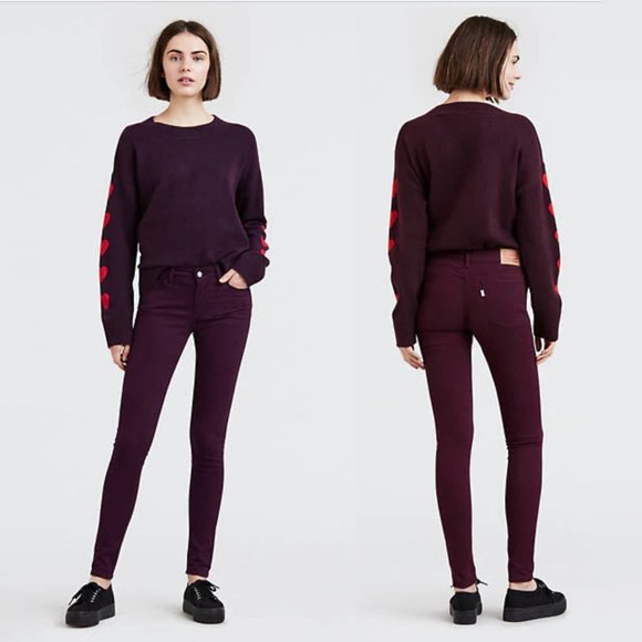 Levi's Denim - Levis 710 Maroon Super Skinny Stretch Jeans